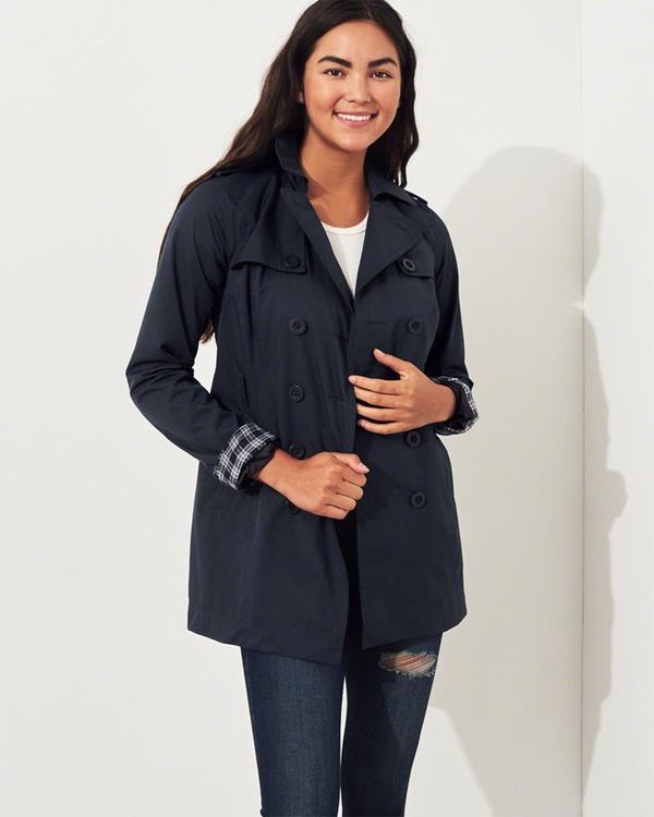 Giacca Hollister Donna Belted Trench Coat Blu Marino Italia (272SXBLY)